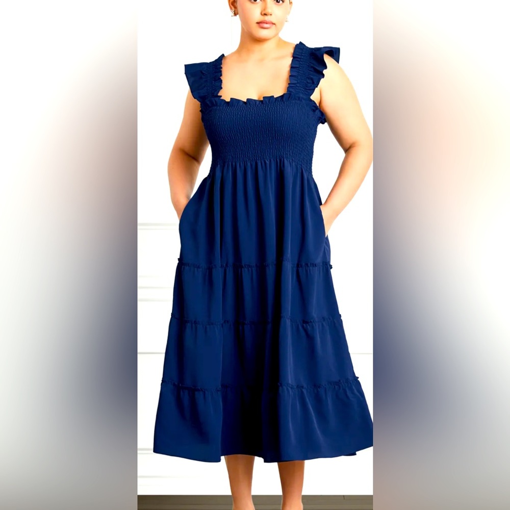 NWT Hill House Home Navy Ellie 2022 with longer smocking and pockets.